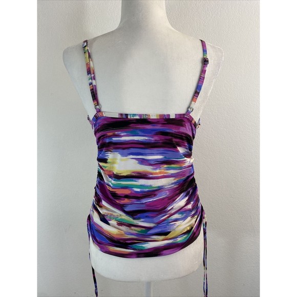 SPANX ASSETS By Sara Blakely Brush Strokes Tankini Swim Top Padded Bra Sz L - Picture 3 of 11